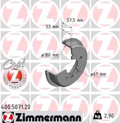 ZIMMERMANN COAT Z 220mm Rim: 5-Hole Drum Brake 400.5071.20 buy