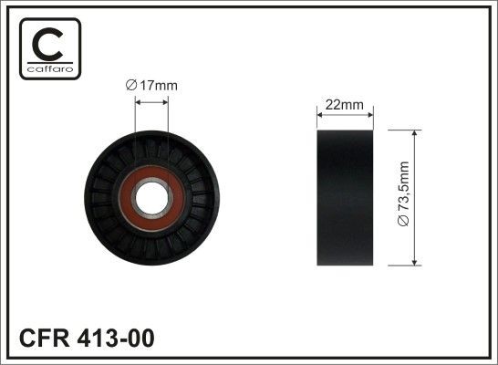 CAFFARO Ø: 73mm, Width: 22mm Tensioner pulley, v-ribbed belt 413-00 buy