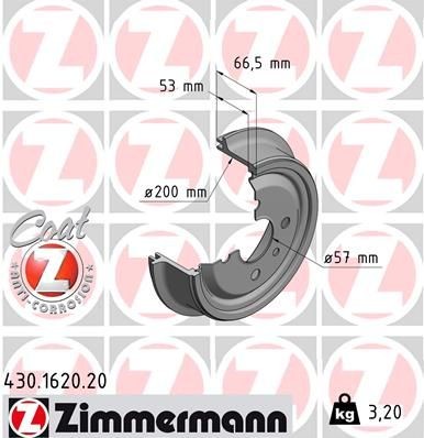 ZIMMERMANN COAT Z 228mm Rim: 4-Hole Drum Brake 430.1620.20 buy