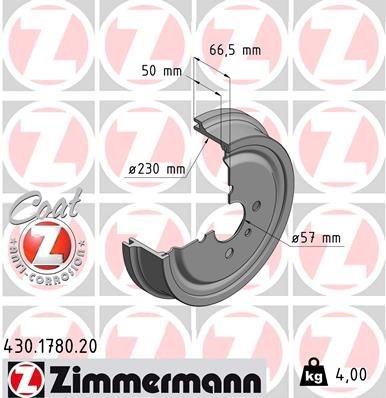 ZIMMERMANN COAT Z 265mm Rim: 4-Hole Drum Brake 430.1780.20 buy
