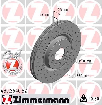 ZIMMERMANN SPORT COAT Z 430.2640.52 Brake disc 569129