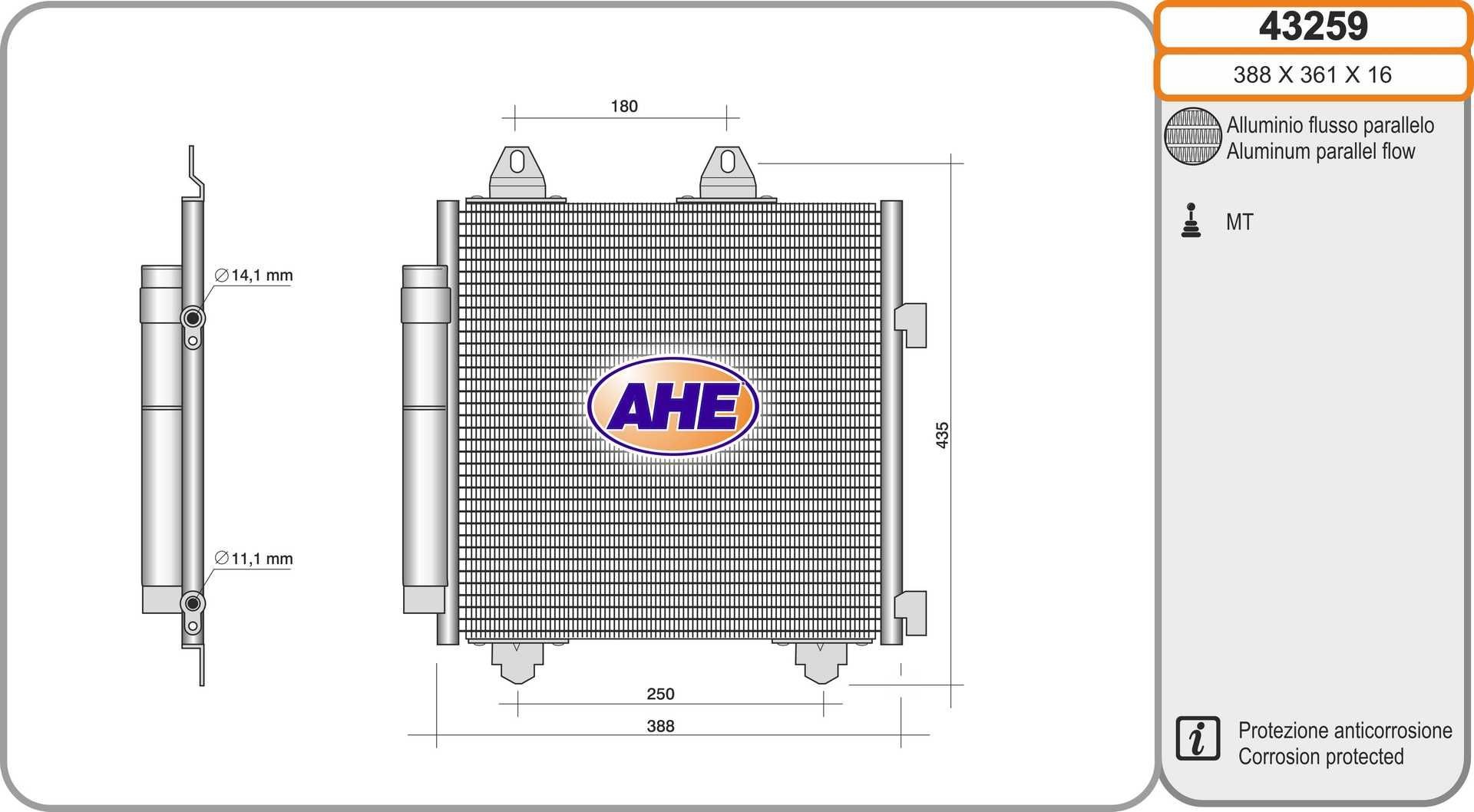 AHE 43259 Air conditioning condenser 88450 0H020