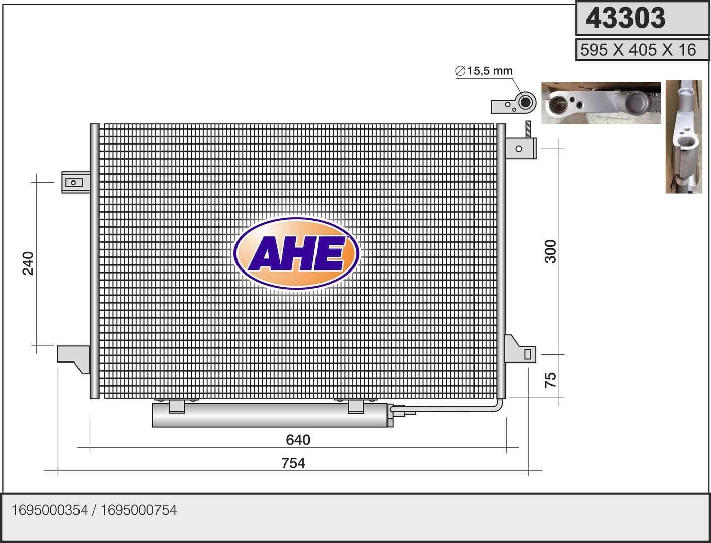 AHE 43303 Air conditioning condenser 169 500 12 54
