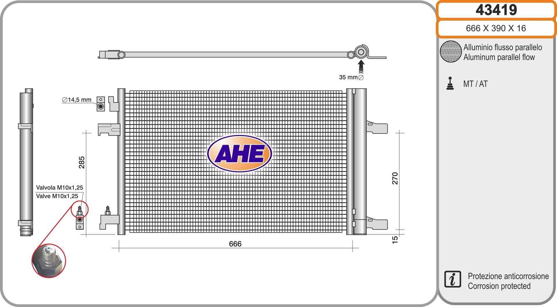 AHE 43419 Air conditioning condenser 13397302