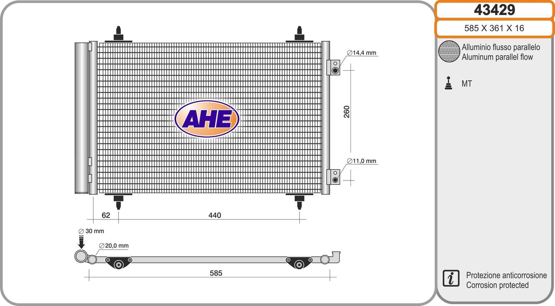 Toyota PROACE Air conditioning condenser AHE 43429 cheap