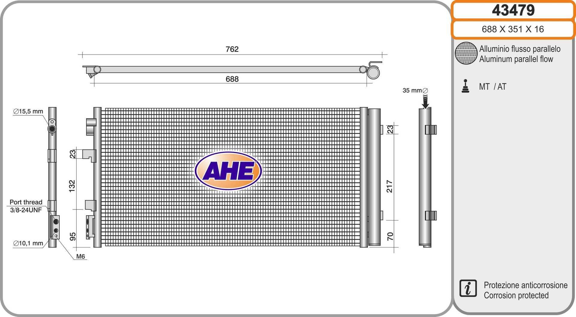AHE 43479 Air conditioning condenser 92 10 002 94R