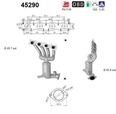 AS 45290 Catalytic converter BMW 1 Series 2006 in original quality