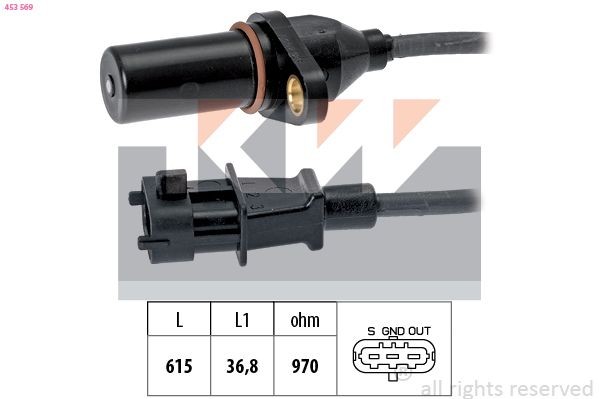 Crankshaft position sensor KW Made in Italy - OE Equivalent - 453 569