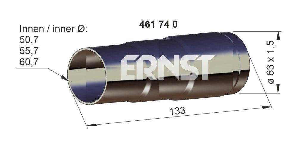 ERNST 461740 Exhaust Pipe, universal 133, 45 mm