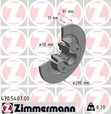 ZIMMERMANN 470.5407.00 Brake disc 290x11mm, 5/5, 5x114, solid
