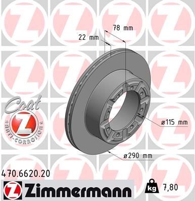 ZIMMERMANN 470.6620.20 Bremsscheibe für RENAULT TRUCKS Maxity LKW in Original Qualität