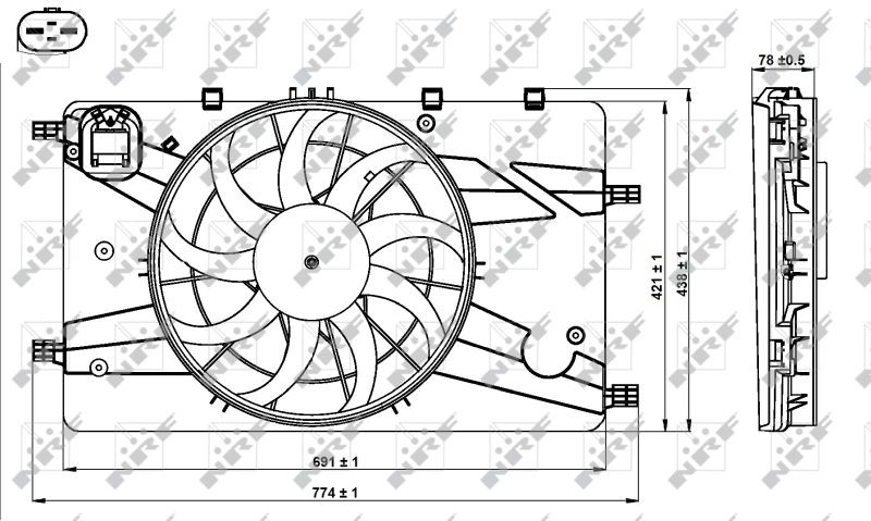 NRF D1: 398 mm, 12V, 400W, with radiator fan shroud Cooling Fan 47757 buy