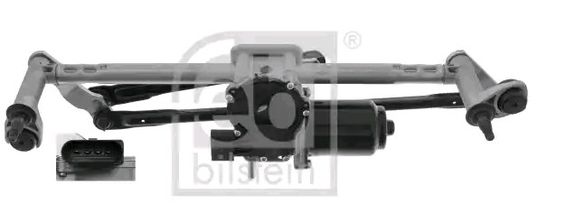 48699 FEBI BILSTEIN Windscreen wiper linkage SEAT for left-hand drive vehicles, Front, with electric motor