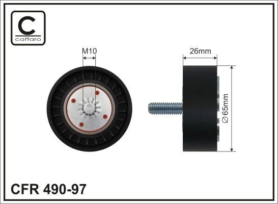 CAFFARO 490-97 Deflection / Guide Pulley, v-ribbed belt
