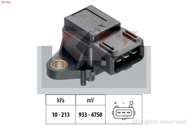 FACET 10.3009 KW Pressure from 10 kPa, Pressure to 213 kPa, Made in Italy - OE Equivalent Air Pressure Sensor, height adaptation 493 009 buy