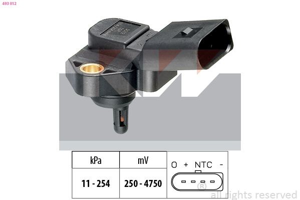 FACET 10.3012 KW Pressure from 11 kPa, Pressure to 254 kPa, Made in Italy - OE Equivalent Air Pressure Sensor, height adaptation 493 012 buy