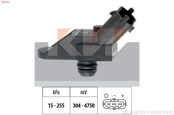 FACET 10.3013 KW Pressure from 15 kPa, Pressure to 255 kPa, Made in Italy - OE Equivalent Air Pressure Sensor, height adaptation 493 013 buy