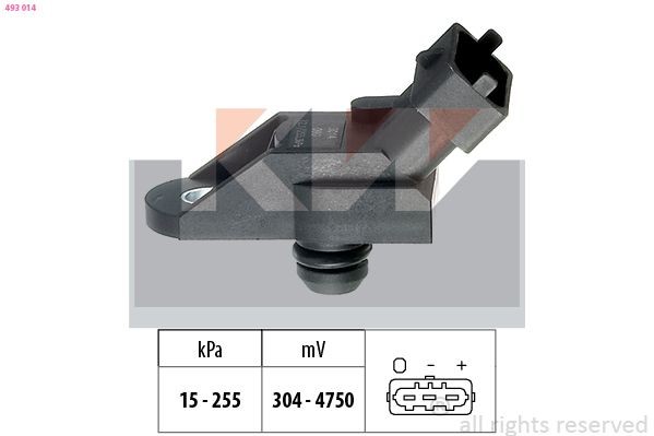 FACET 10.3014 KW Pressure from 15 kPa, Pressure to 255 kPa, Made in Italy - OE Equivalent Air Pressure Sensor, height adaptation 493 014 buy