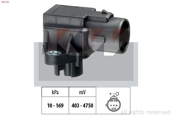 FACET 10.3031 KW Pressure from 10 kPa, Pressure to 169 kPa, Made in Italy - OE Equivalent Air Pressure Sensor, height adaptation 493 031 buy