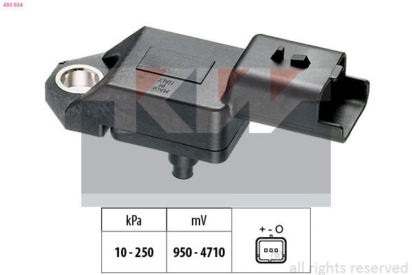 FACET 10.3034 KW 493034 Intake manifold pressure sensor 3M5A12T-551AC