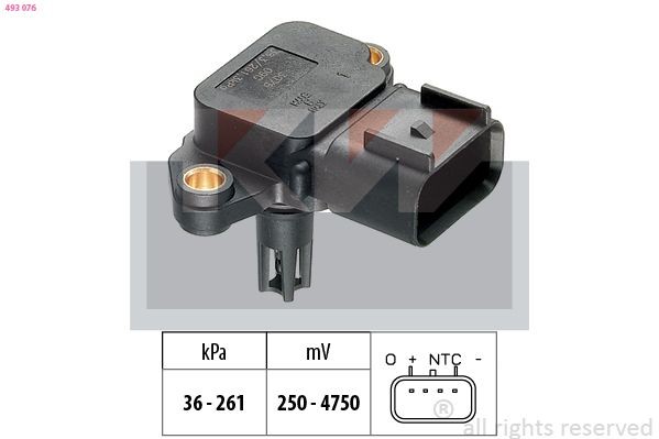 FACET 10.3076 KW Pressure from 36 kPa, Pressure to 261 kPa, Made in Italy - OE Equivalent Air Pressure Sensor, height adaptation 493 076 buy