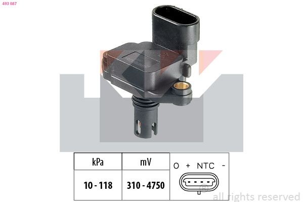 FACET 10.3087 KW Pressure from 10 kPa, Pressure to 118 kPa, Made in Italy - OE Equivalent Air Pressure Sensor, height adaptation 493 087 buy