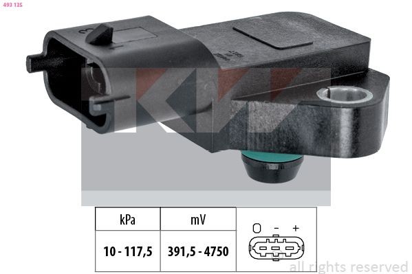 FACET 10.3135 KW Pressure from 10 kPa, Pressure to 118 kPa, Made in Italy - OE Equivalent Air Pressure Sensor, height adaptation 493 135 buy