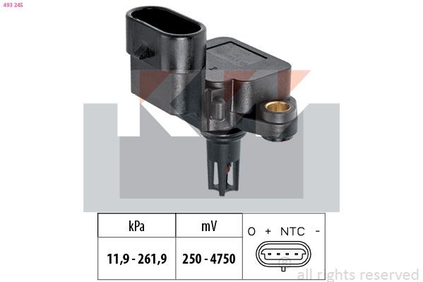 FACET 10.3245 KW Pressure from 12 kPa, Pressure to 262 kPa, Made in Italy - OE Equivalent Air Pressure Sensor, height adaptation 493 245 buy