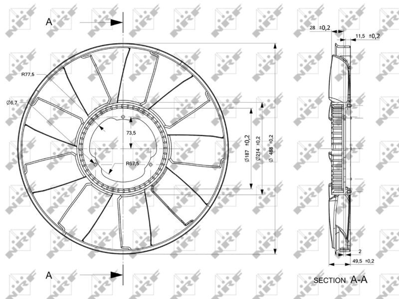 NRF Fan Wheel, engine cooling 49810 suitable for MERCEDES-BENZ VARIO