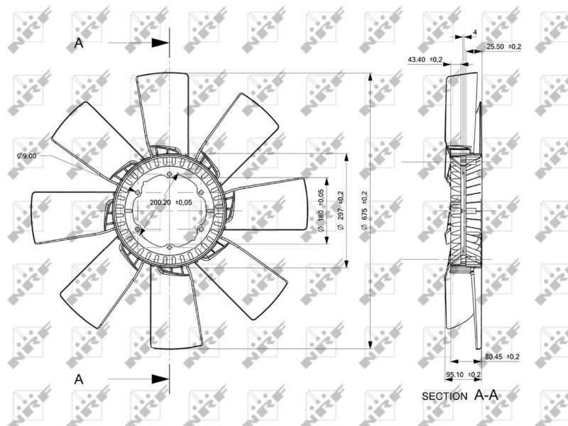 Fan wheel, engine cooling NRF 675 mm - 49856