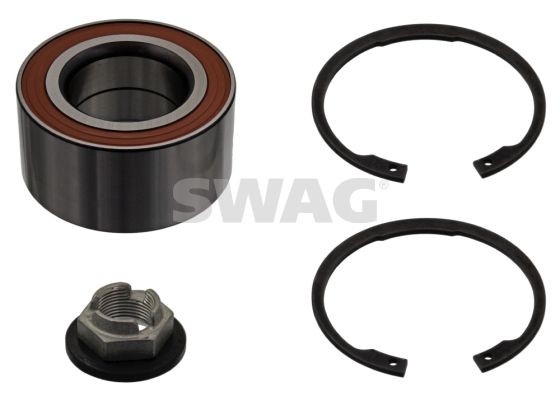 Wheel bearings SWAG Front Axle Left, Front Axle Right, with axle nut, with retaining ring, 75 mm, Angular Ball Bearing - 50 91 9265