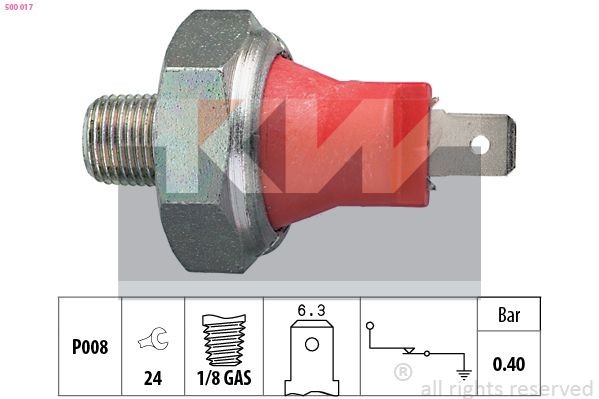 KW 500 017 Oil Pressure Switch 1/8 GAS, Made in Italy - OE Equivalent