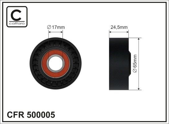 CAFFARO Ø: 65mm, Width: 25mm Tensioner pulley, v-ribbed belt 500005 buy