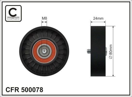 CAFFARO 500078 Deflection / Guide Pulley, v-ribbed belt 7592017