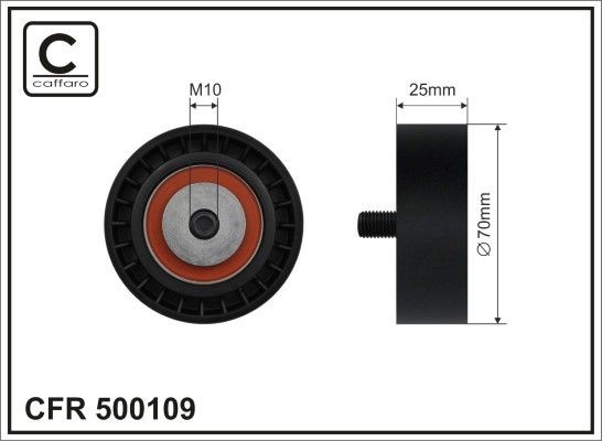 CAFFARO Ø: 70mm, Width: 25mm Tensioner pulley, v-ribbed belt 500109 buy