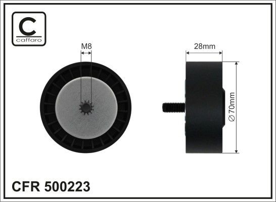 CAFFARO 500223 Deflection / Guide Pulley, v-ribbed belt