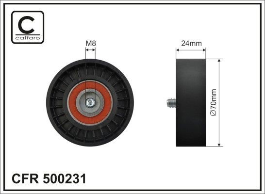 CAFFARO Ø: 70mm, Width: 24mm Tensioner pulley, v-ribbed belt 500231 buy