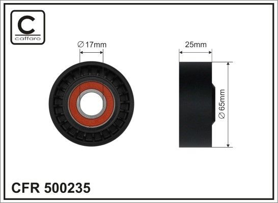 CAFFARO Ø: 65mm, Width: 25mm Tensioner pulley, v-ribbed belt 500235 buy