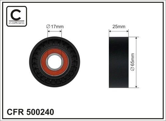 CAFFARO Ø: 65mm, Width: 25mm Tensioner pulley, v-ribbed belt 500240 buy