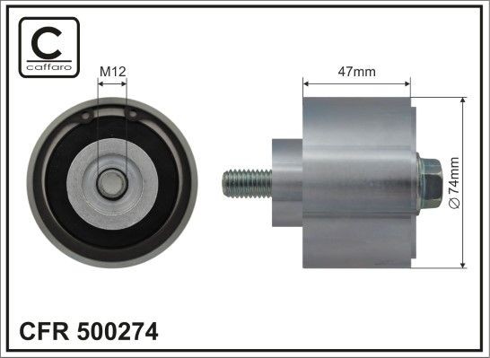 CAFFARO Ø: 74mm Deflection / Guide Pulley, v-ribbed belt 500274 buy