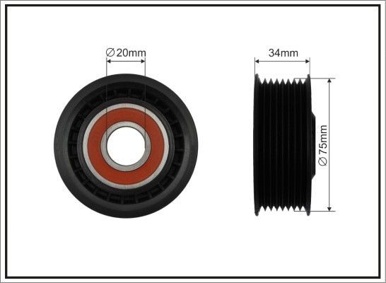 CAFFARO 500308 Deflection / Guide Pulley, v-ribbed belt