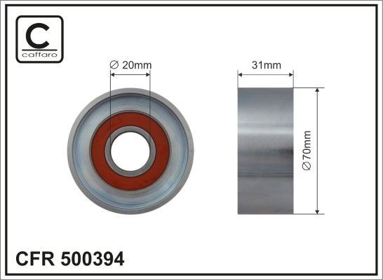 CAFFARO 500394 Deflection / Guide Pulley, v-ribbed belt