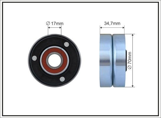 CAFFARO 500412 Deflection / Guide Pulley, v-ribbed belt