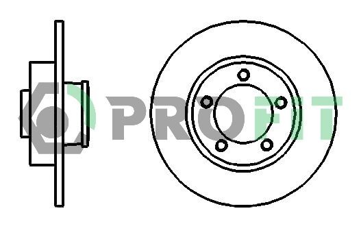 PROFIT 5010-1498 Brake disc Rear Axle, 280x12mm, 5, solid