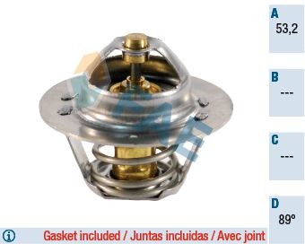 FAE 5202489 Engine thermostat Opening Temperature: 89°C, with gaskets/seals