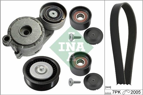 INA 529 0171 10 V-Ribbed Belt Set Check alternator freewheel clutch & replace if necessary