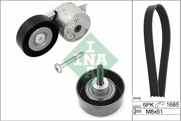 INA 529 0218 10 V-Ribbed Belt Set Check alternator freewheel clutch & replace if necessary