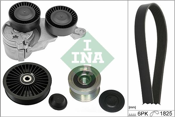 INA 529 0289 10 V-Ribbed Belt Set Pulleys: with freewheel belt pulley, Check alternator freewheel clutch & replace if necessary