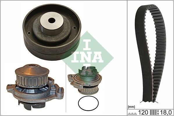 INA 530 0151 30 Water pump and timing belt kit with water pump, Width 1: 18 mm