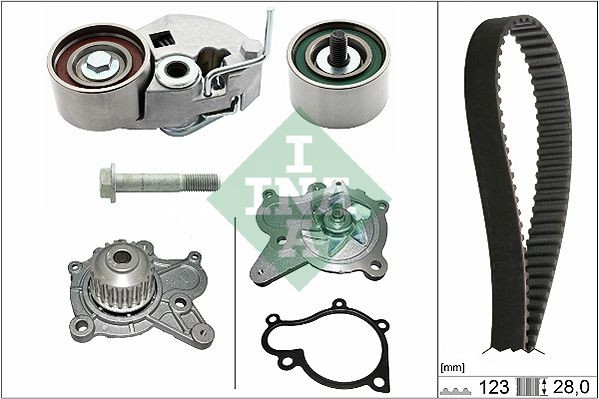 530 0542 30 INA Cambelt kit HYUNDAI with water pump, Width 1: 28 mm